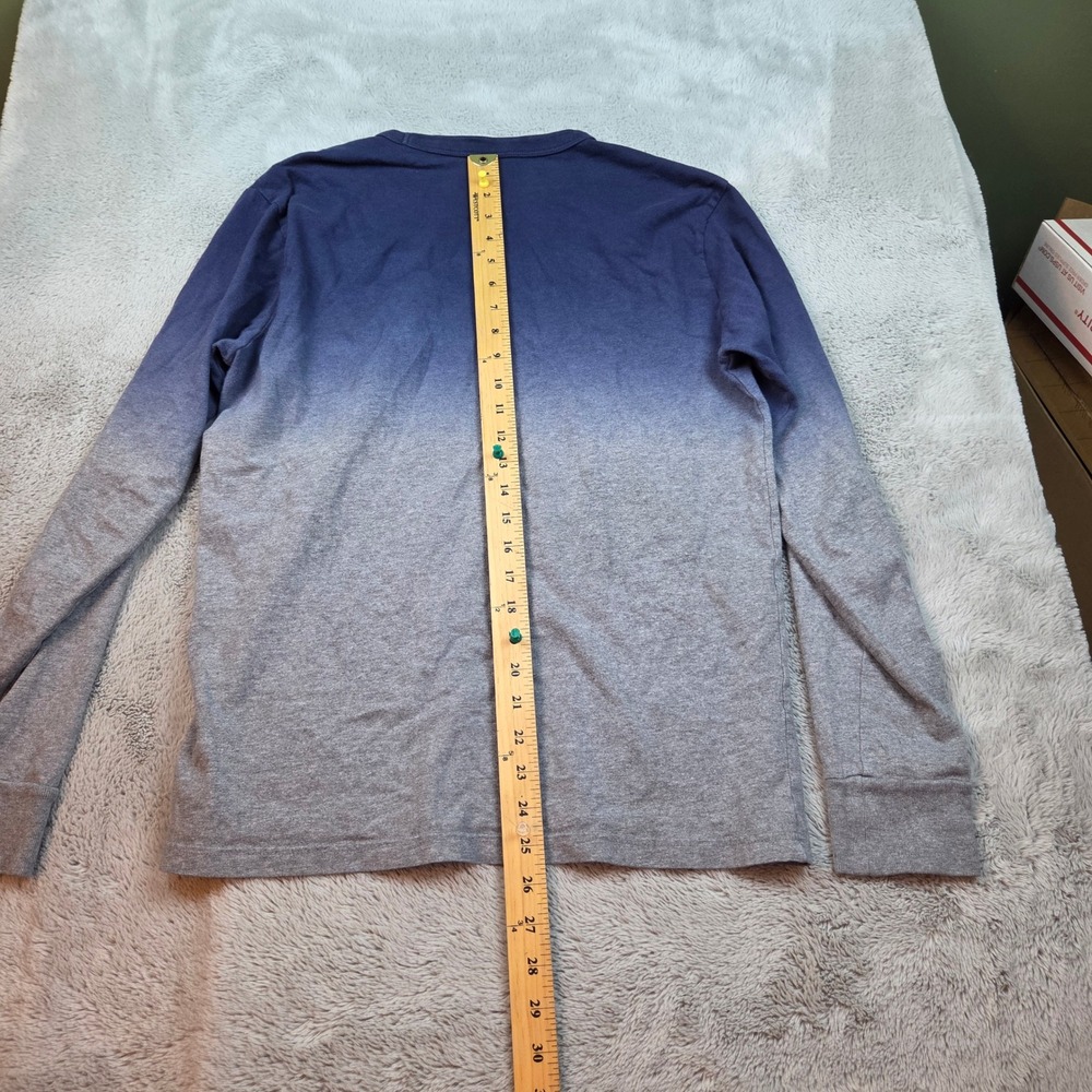 American Eagle Tee Mens S Ombre Dip Dye Graphic Long Sleeve Navy Grey All Cotton - Picture 6 of 6